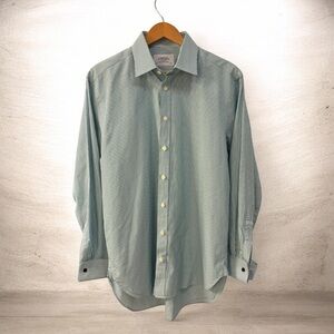 CHARLES TYRWHITT JERMYN STREET LONDON GREEN & WHITE STRIPED DRESS SHIRT